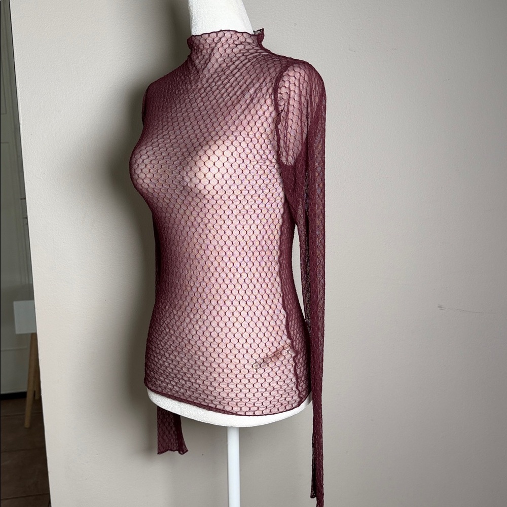 Free People Burgundy Mesh Top - Picture 8 of 14
